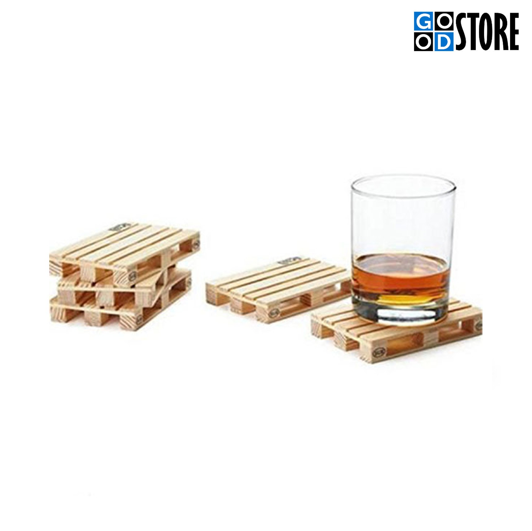 Puidust mini EURO kaubaaluste komplekt kuumade ja muude jookide jaoks