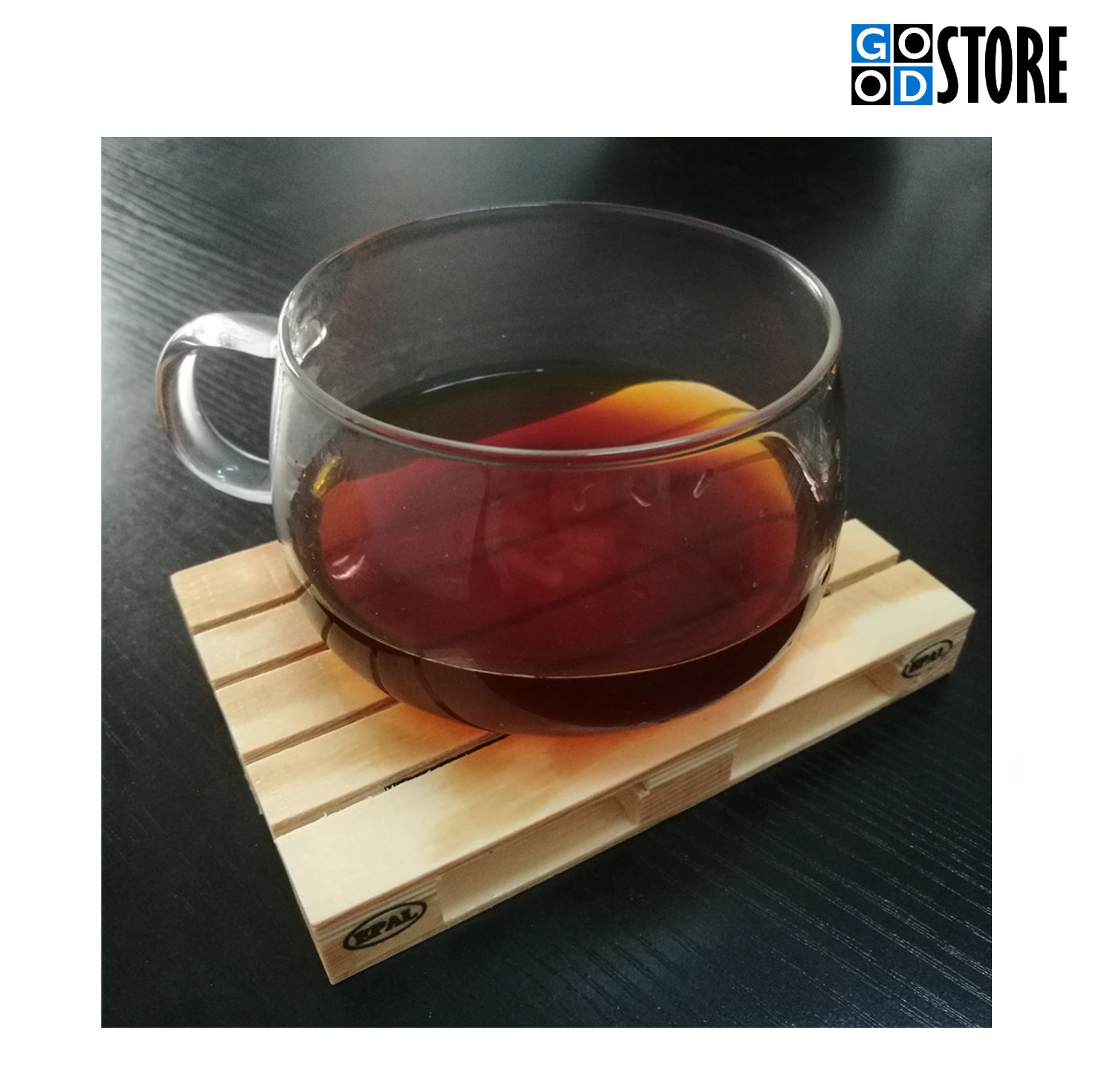 Puidust mini EURO kaubaaluste komplekt kuumade ja muude jookide jaoks