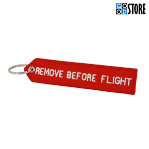 Noolekujuline punane "Remove Before Flight" võtmehoidja