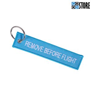 Helesinine "Remove Before Flight" võtmehoidja