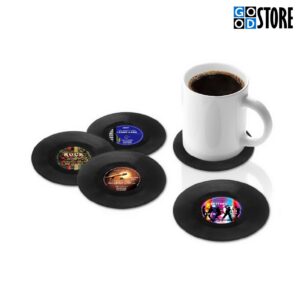 Vinüülplaadikujuliste kuumade ja muude jookide aluste komplekt