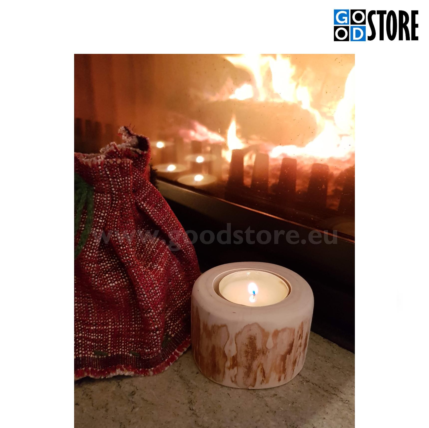 Teeküünla alus/hoidik, puidust, üksik, maalähedane, sarapuust