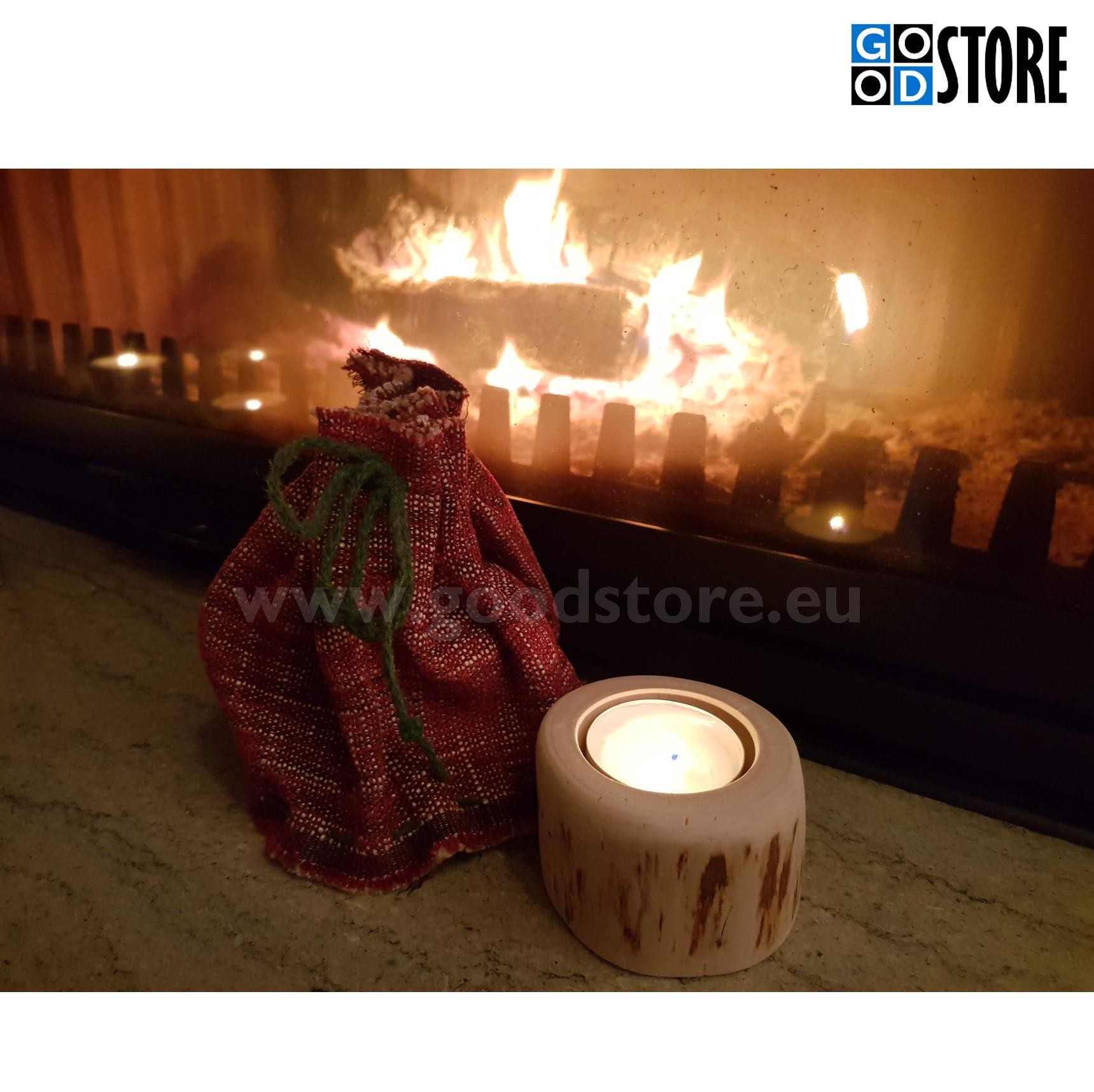 Teeküünla alus/hoidik, puidust, üksik, maalähedane, sarapuust