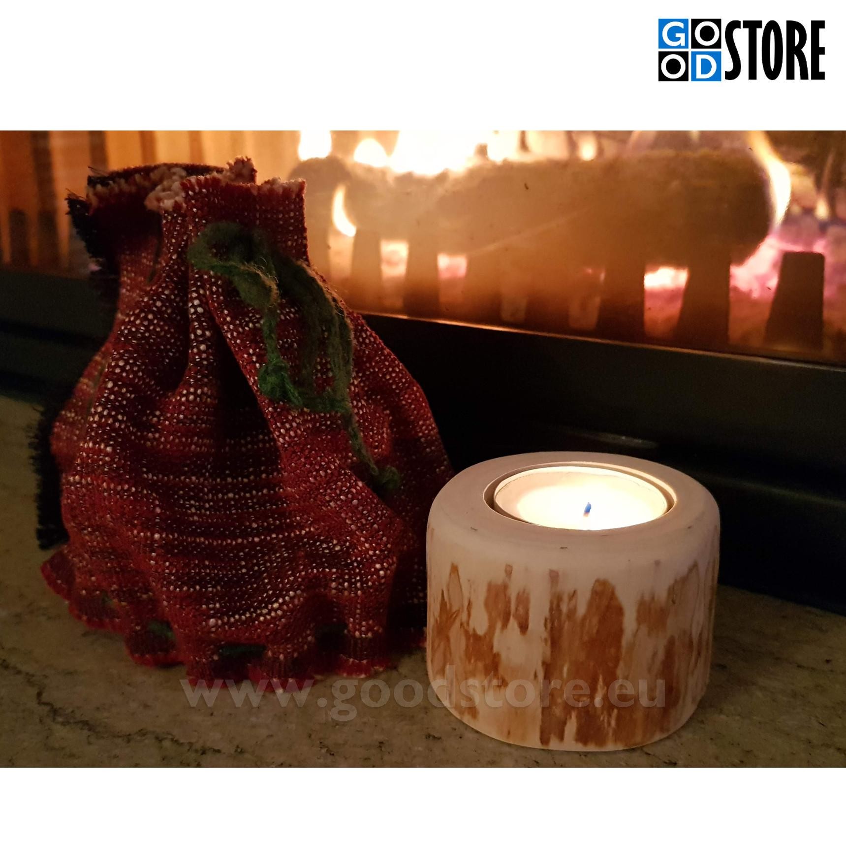 Teeküünla alus/hoidik, puidust, üksik, maalähedane, sarapuust