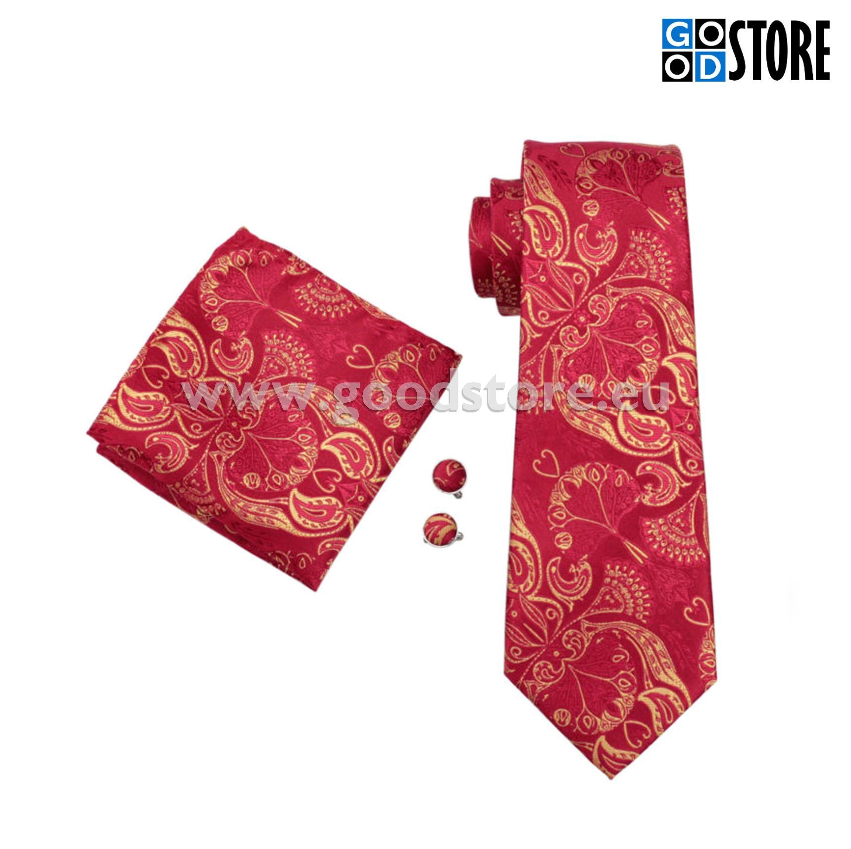 Lipsu kinkekarp mansetinööpide ja rinnataskurätikuga, punane kuldsega