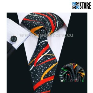 Lipsu kinkekarp mansetinööpide ja rinnataskurätikuga, värvilise mustriga