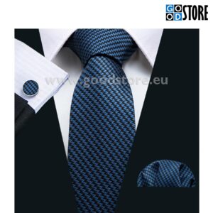 Lipsu kinkekarp mansetinööpide ja rinnataskurätikuga, sinine