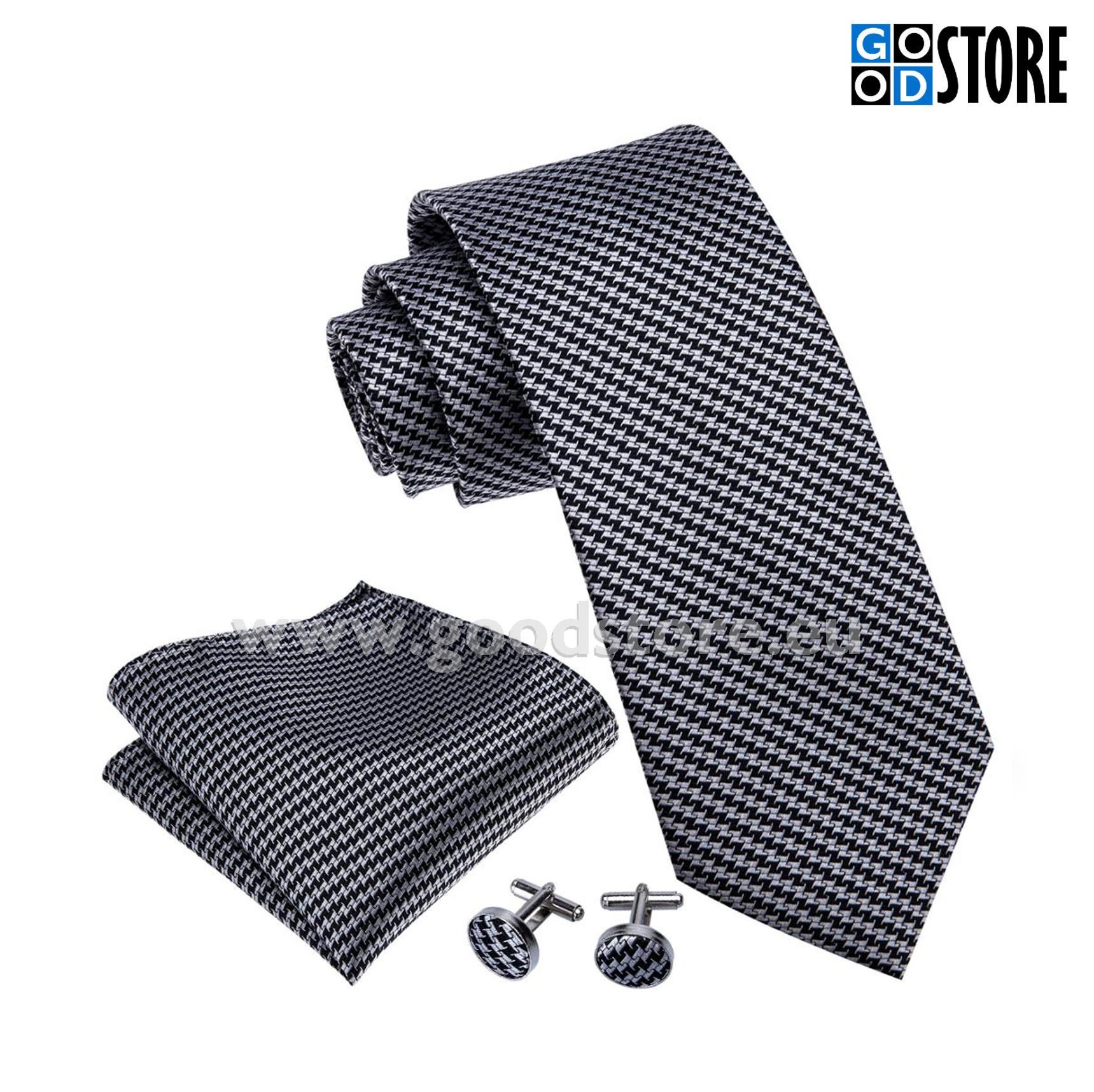 Lipsu kinkekarp mansetinööpide ja rinnataskurätikuga, hall