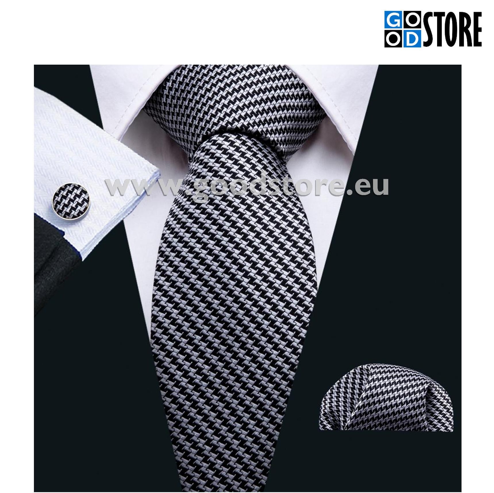 Lipsu kinkekarp mansetinööpide ja rinnataskurätikuga, hall