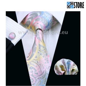 Lipsu kinkekarp mansetinööpide ja rinnataskurätikuga, säravate värvidega