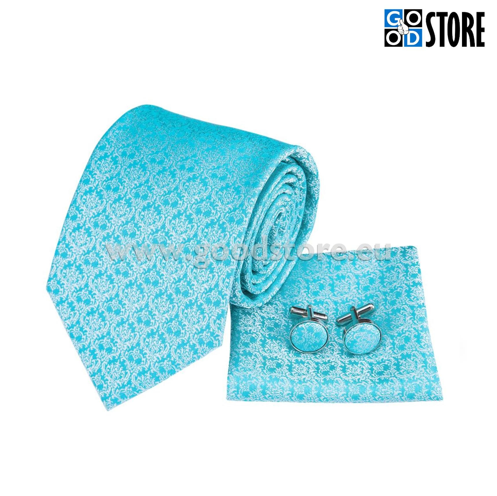 Lipsu kinkekarp mansetinööpide ja rinnataskurätikuga, liustiku sinine