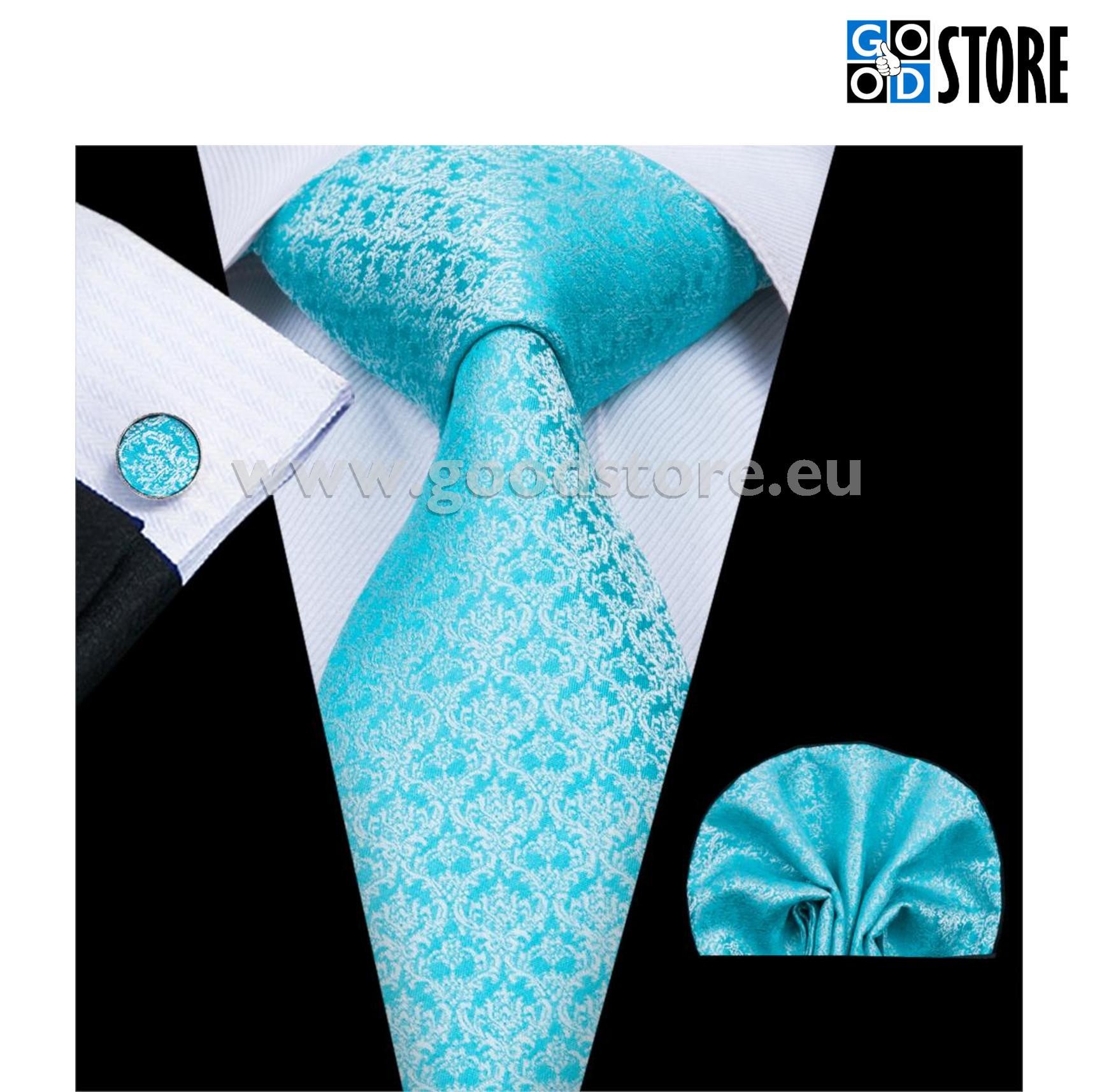 Lipsu kinkekarp mansetinööpide ja rinnataskurätikuga, liustiku sinine