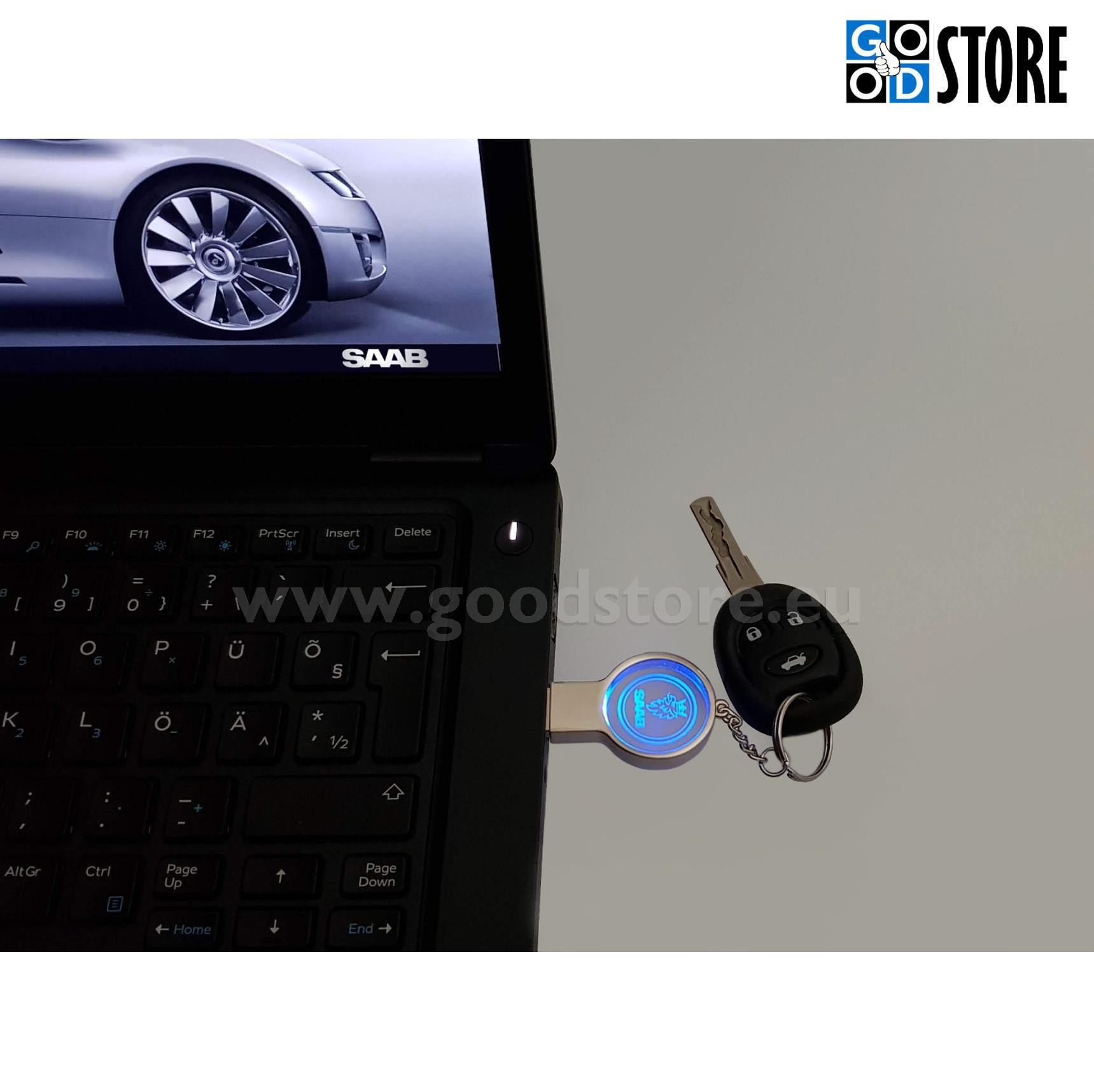 Mälupulk SAAB Logo, mahutavusega kuni 16GB, sinise LED valgustusega