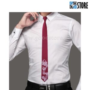 Luksuslik kitsas lips, punane hõbedaste lilledega