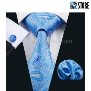 Siidlipsu komplekt, mansetinööpide ja rinnarätikuga, helesinine