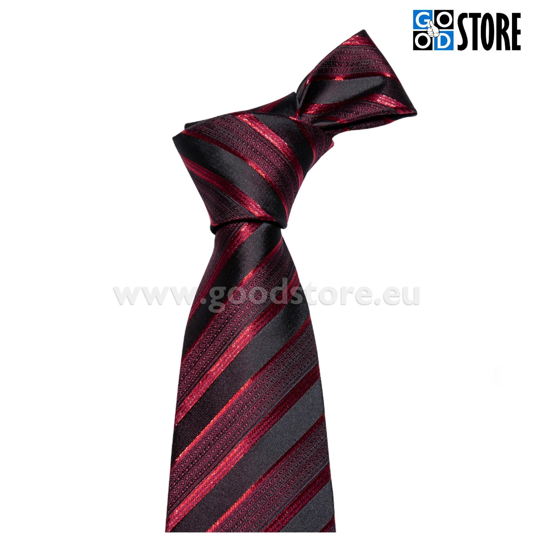 Siidlipsu kinkekarp mansetinööpide ja rinnataskurätikuga, tumepunane ja must