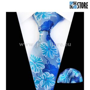 Luksusliku siidlipsu komplekt, elegantse helesinise mustriga