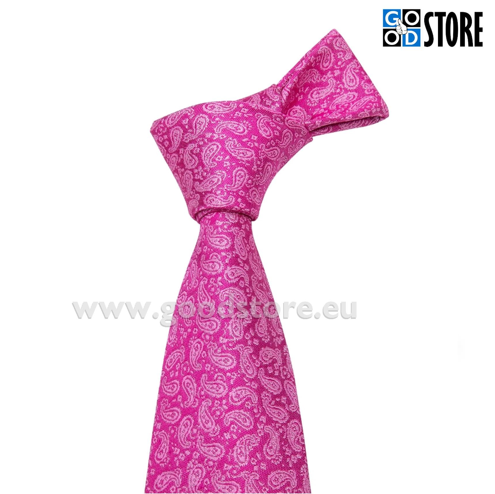 Luksusliku siidlipsu kinkekarp, mansetinööpide ja rinnarätikuga, särav roosa peene mustriga