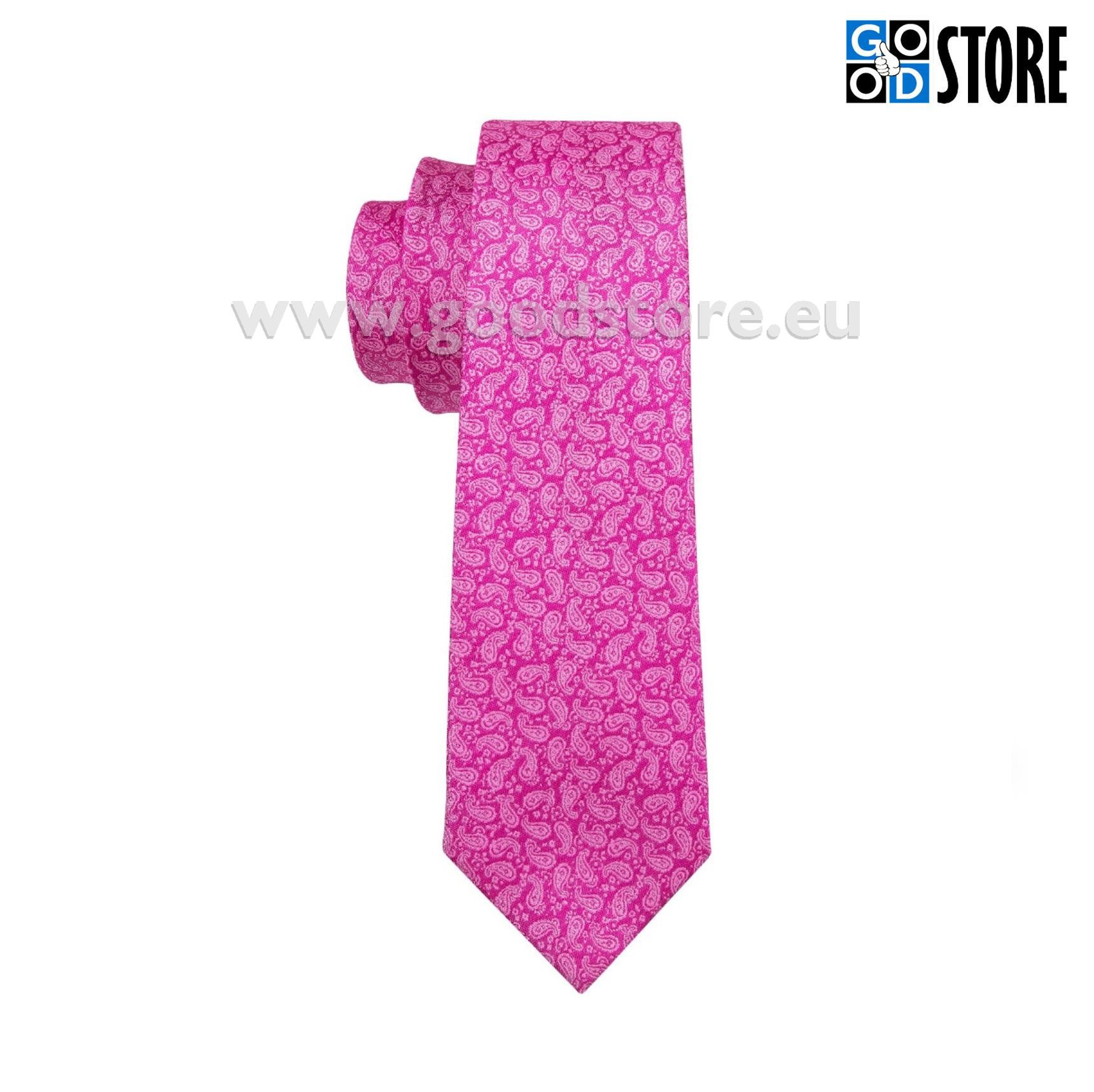 Luksusliku siidlipsu kinkekarp, mansetinööpide ja rinnarätikuga, särav roosa peene mustriga