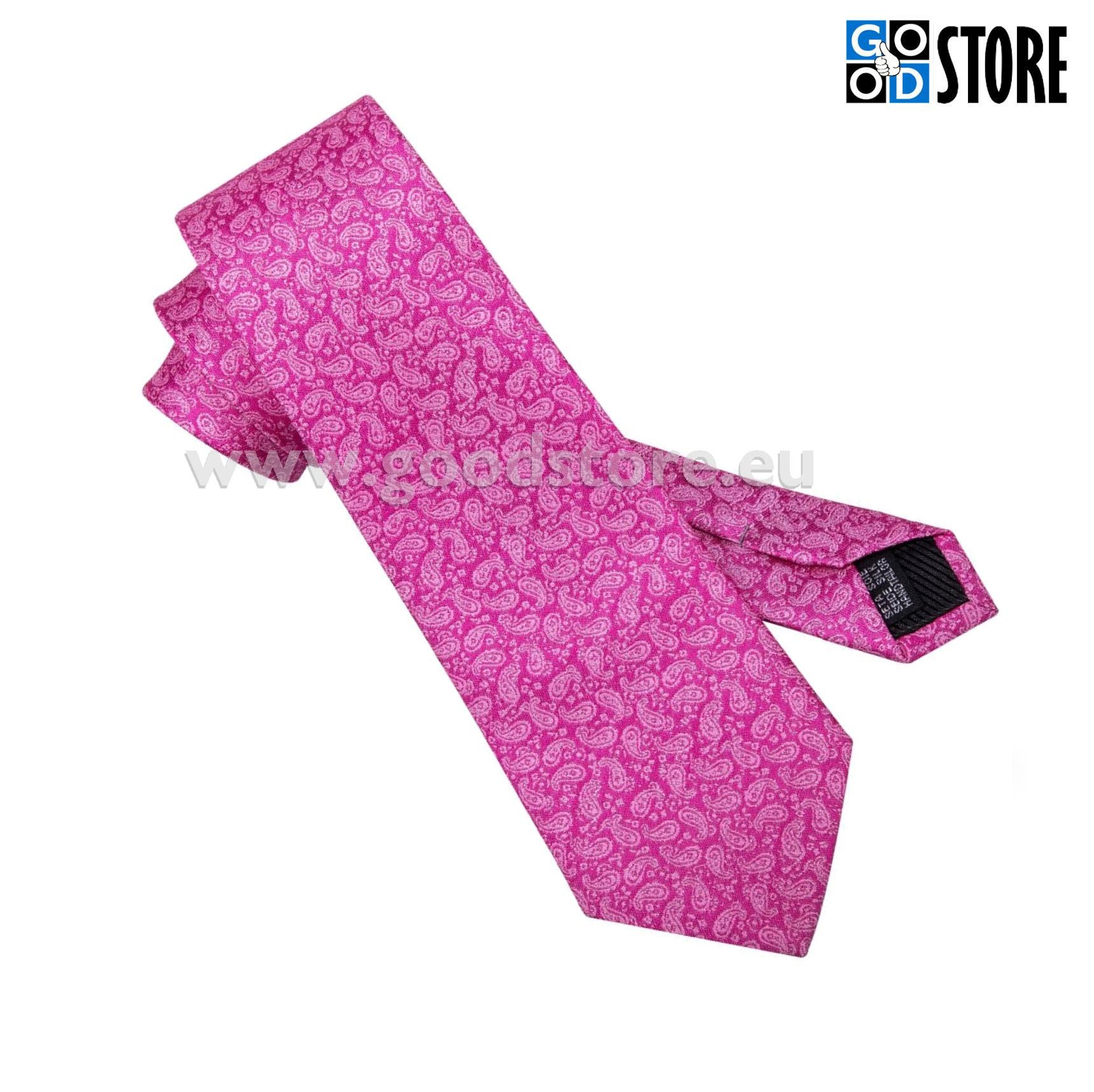 Luksusliku siidlipsu kinkekarp, mansetinööpide ja rinnarätikuga, särav roosa peene mustriga