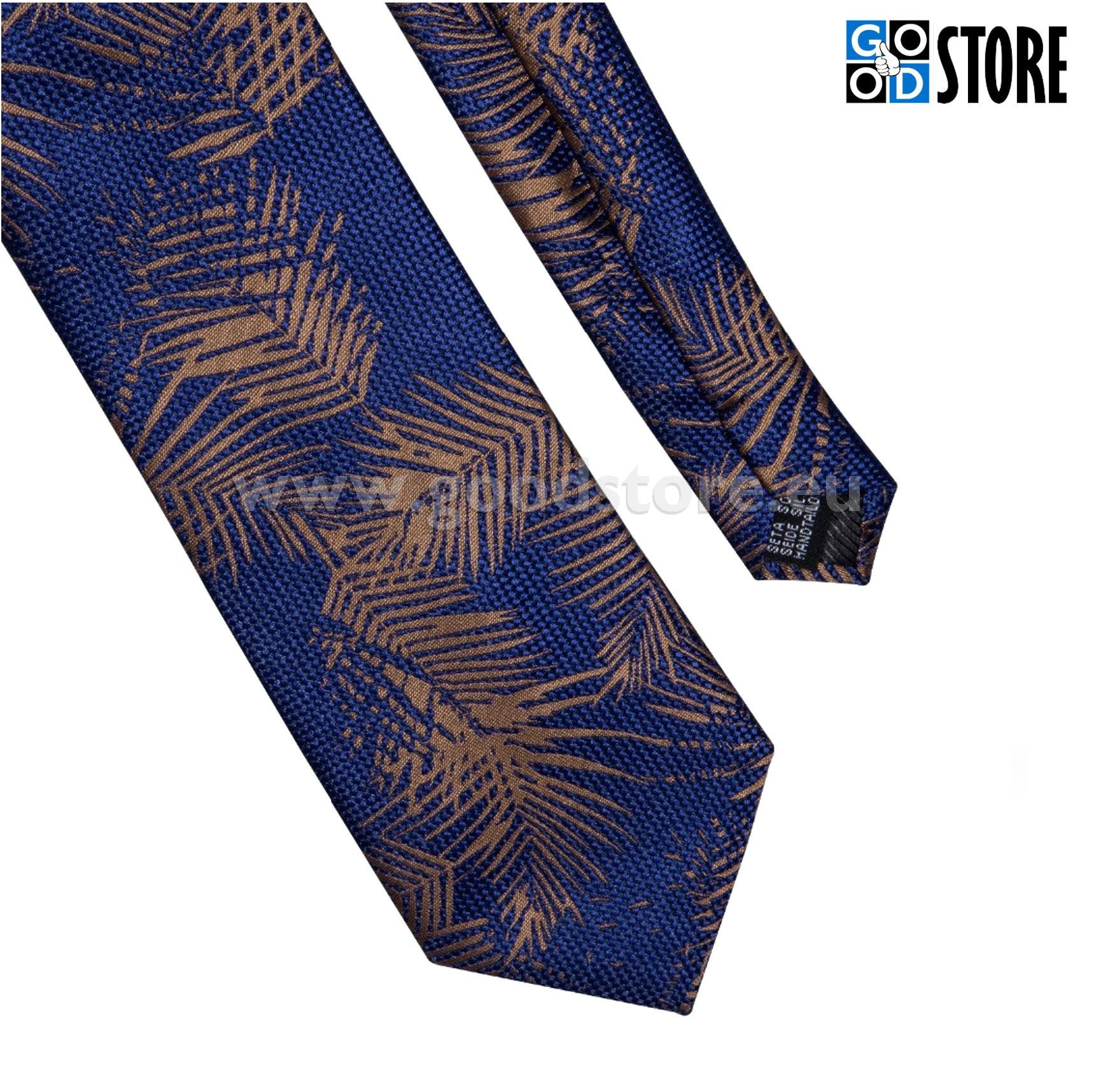 Luksusliku siidlipsu kinkekomplekt, mansetinööpide ja rinnarätikuga, palmilehe motiiviga