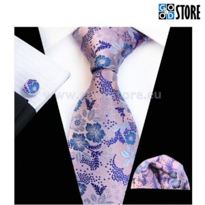 Luksuslik seotava lipsu komplekt, uus roosa lillelise mustriga