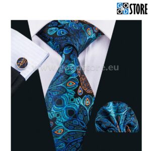 Luksuslik seotava lipsu komplekt, tumeda lillelise mustriga