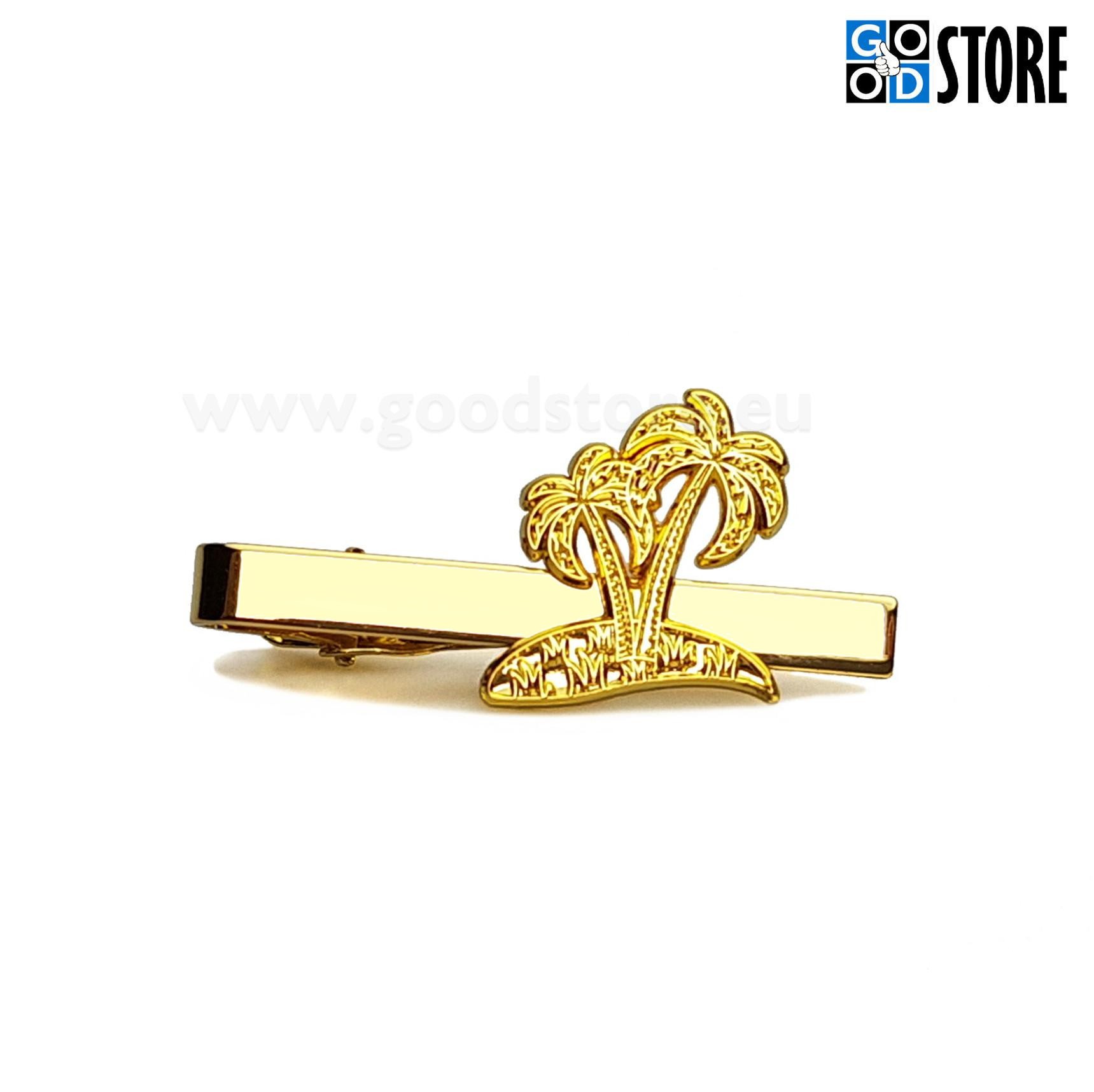 Eksklusiivne lipsunõel palmidega, eritellimus, särav kuldne
