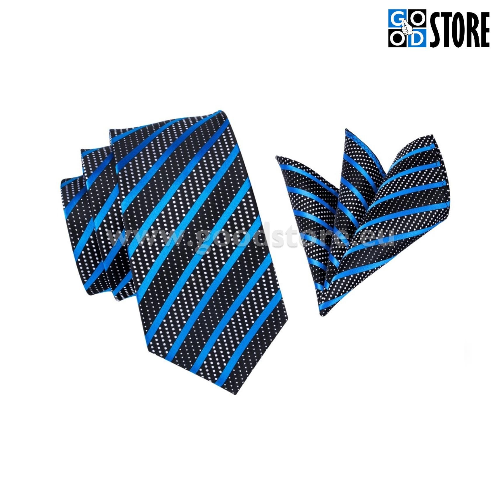 Luksusliku siidlipsu komplekt, esinduslik must harmoneeritud sinisega