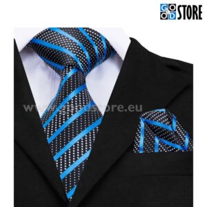 Luksusliku siidlipsu komplekt, esinduslik must harmoneeritud sinisega