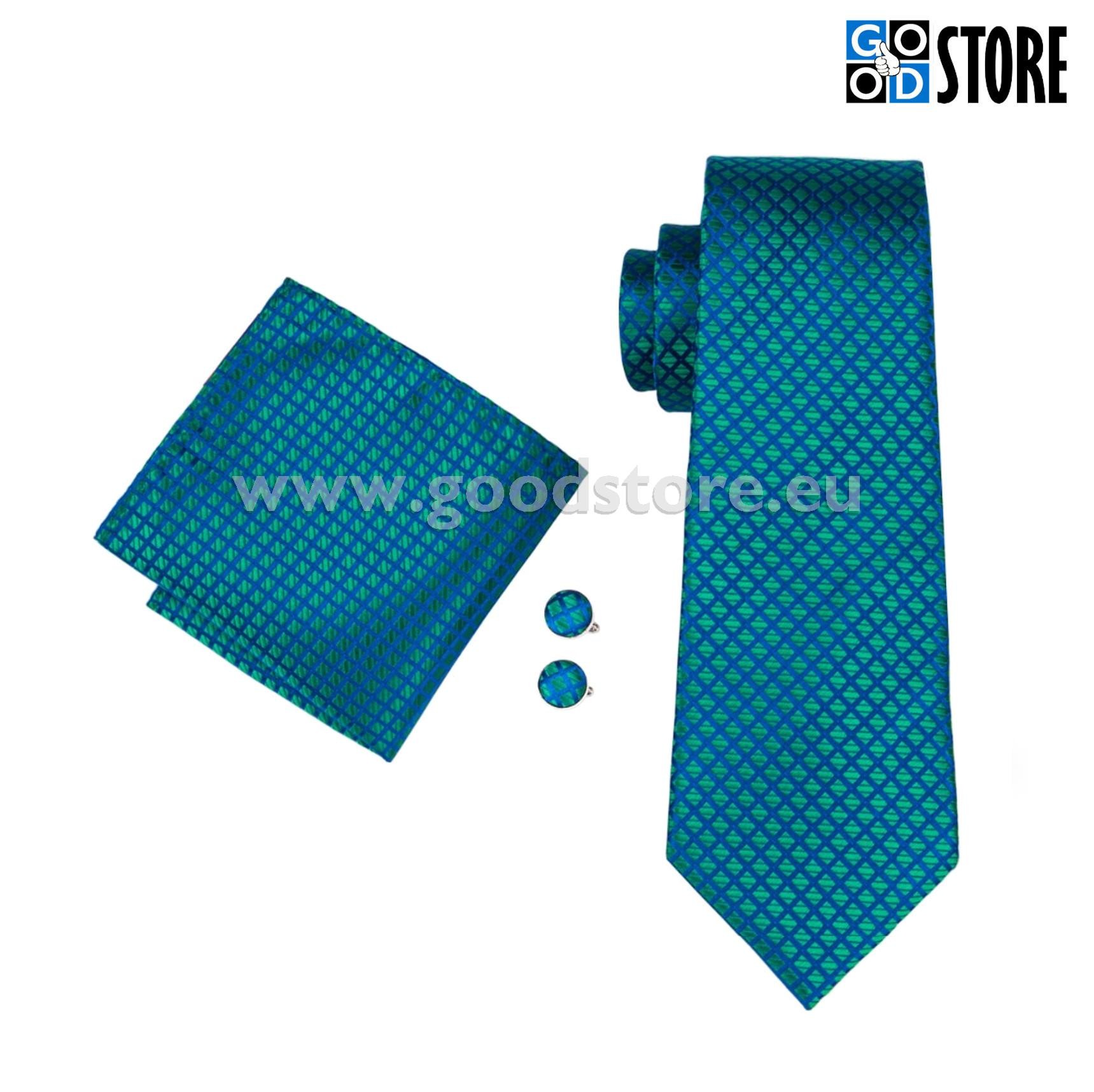 Lipsu komplekt mansetinööpide ja rinnataskurätikuga, kameeleon roheline/sinine