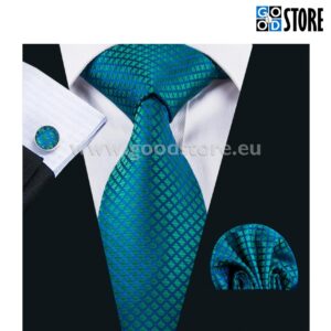 Lipsu komplekt mansetinööpide ja rinnataskurätikuga, kameeleon roheline/sinine