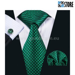 Lipsu komplekt mansetinööpide ja rinnataskurätikuga, kameeleon roheline/must