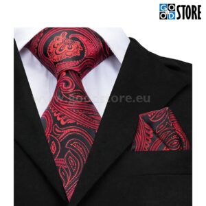 Äriklassi seotava lipsu komplekt, punase ja musta mustriga