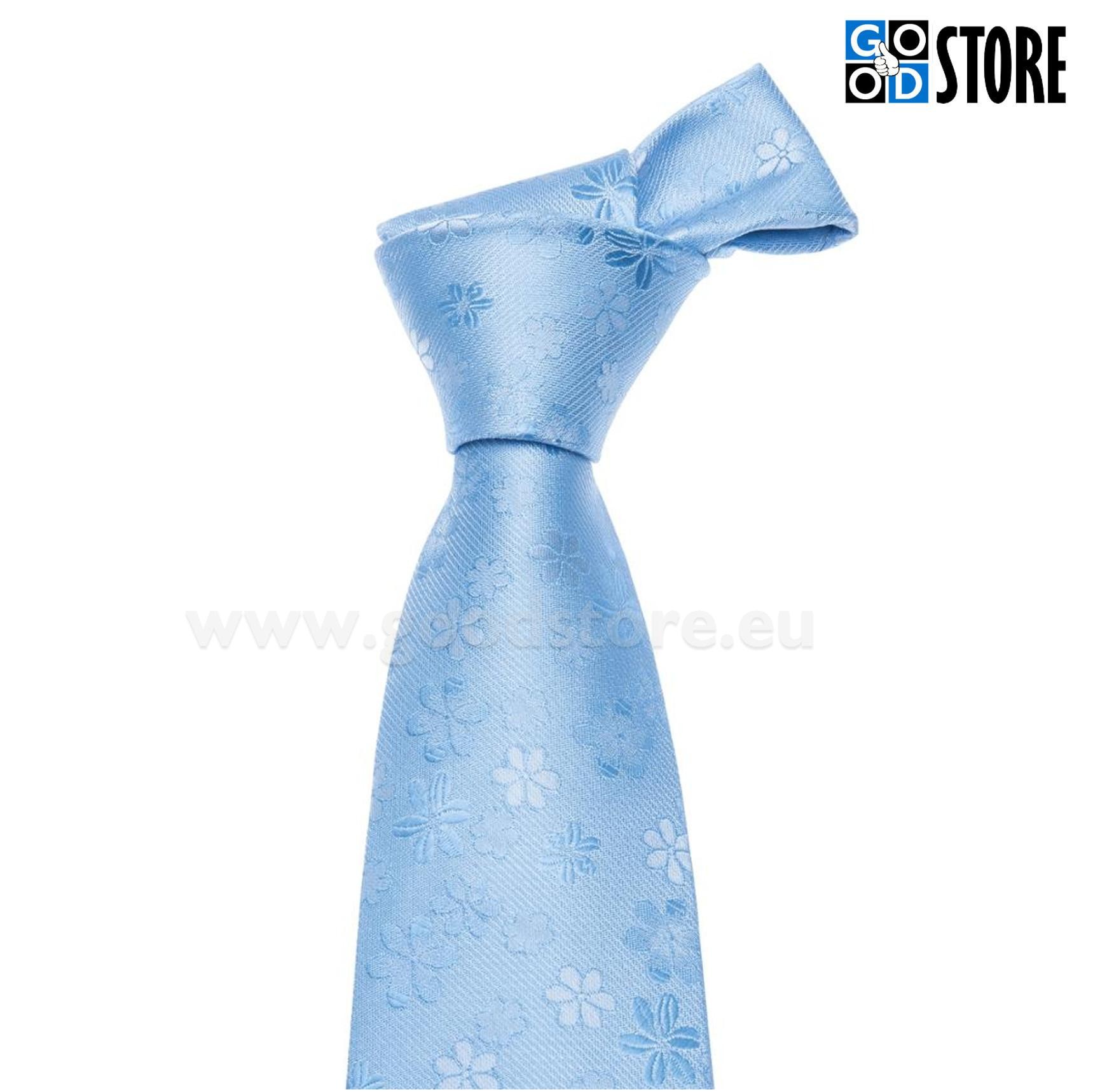 Luksuslik lipsu komplekt mansetinööpide ja rinnataskurätikuga, kirgas helesinine