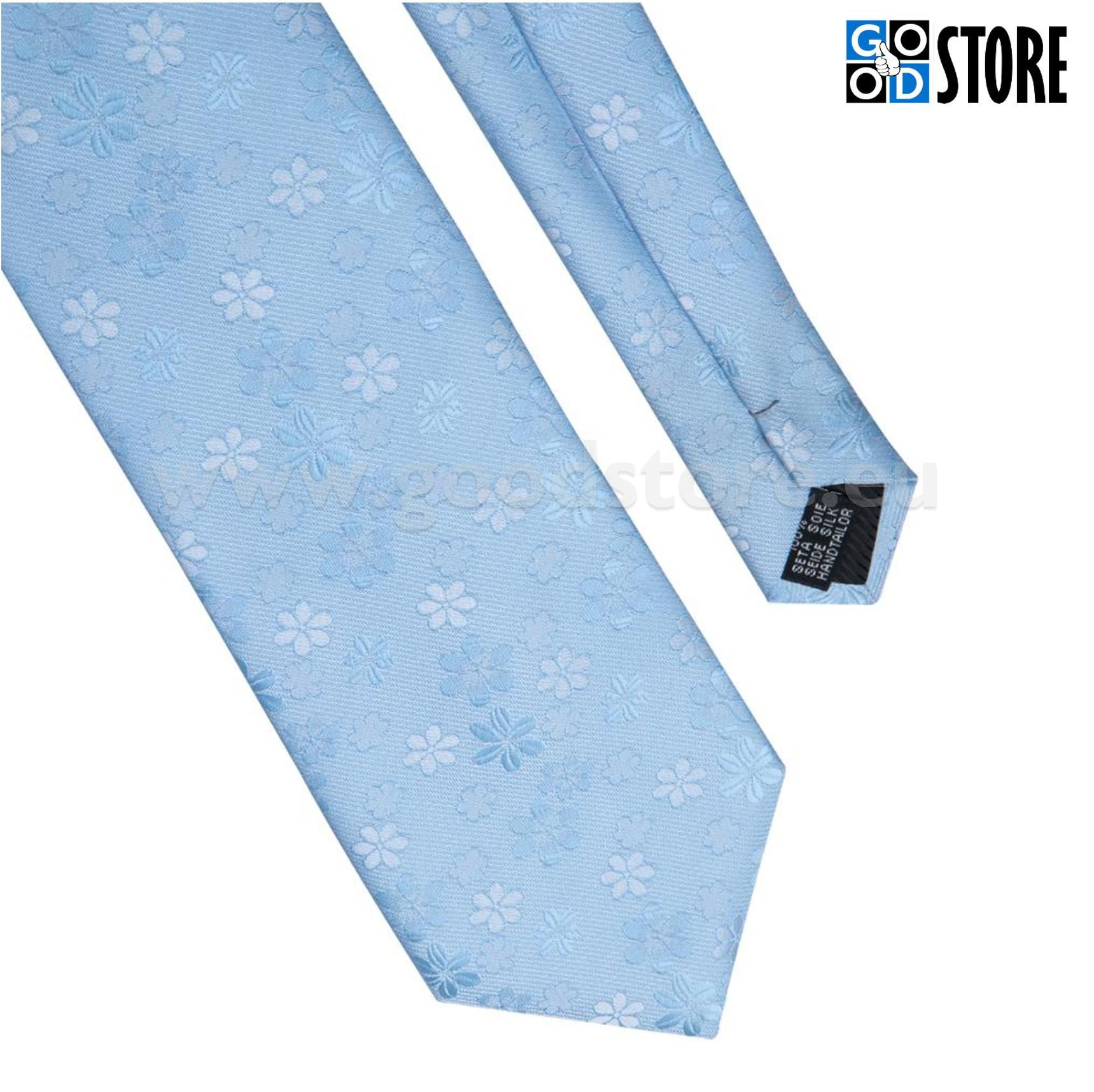 Luksuslik lipsu komplekt mansetinööpide ja rinnataskurätikuga, kirgas helesinine