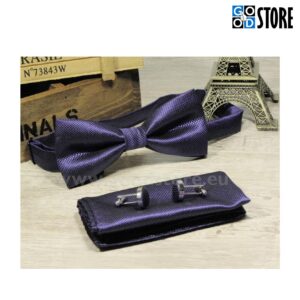 Luksuslik kikilipsu komplekt, mansetinööpide ja rinnarätikuga, lilla