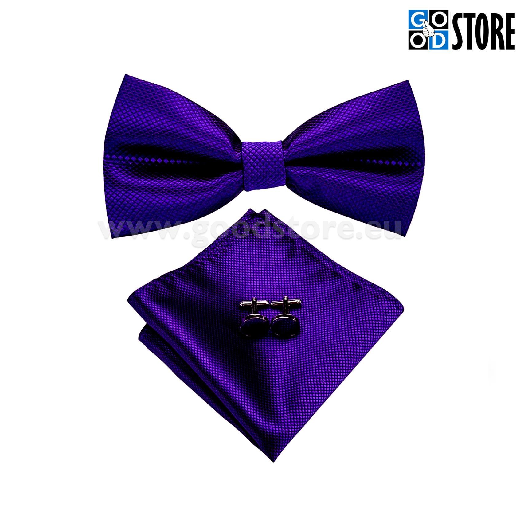 Luksuslik kikilipsu komplekt, mansetinööpide ja rinnarätikuga, lilla