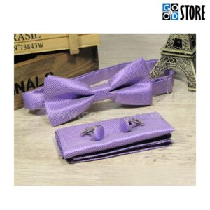 Luksuslik kikilipsu komplekt, mansetinööpide ja rinnarätikuga, helelilla