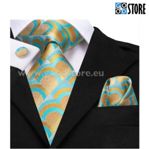 Luksuslik siidlipsu kinkekarp, mansetinööpide ja rinnarätikuga, hele värviline