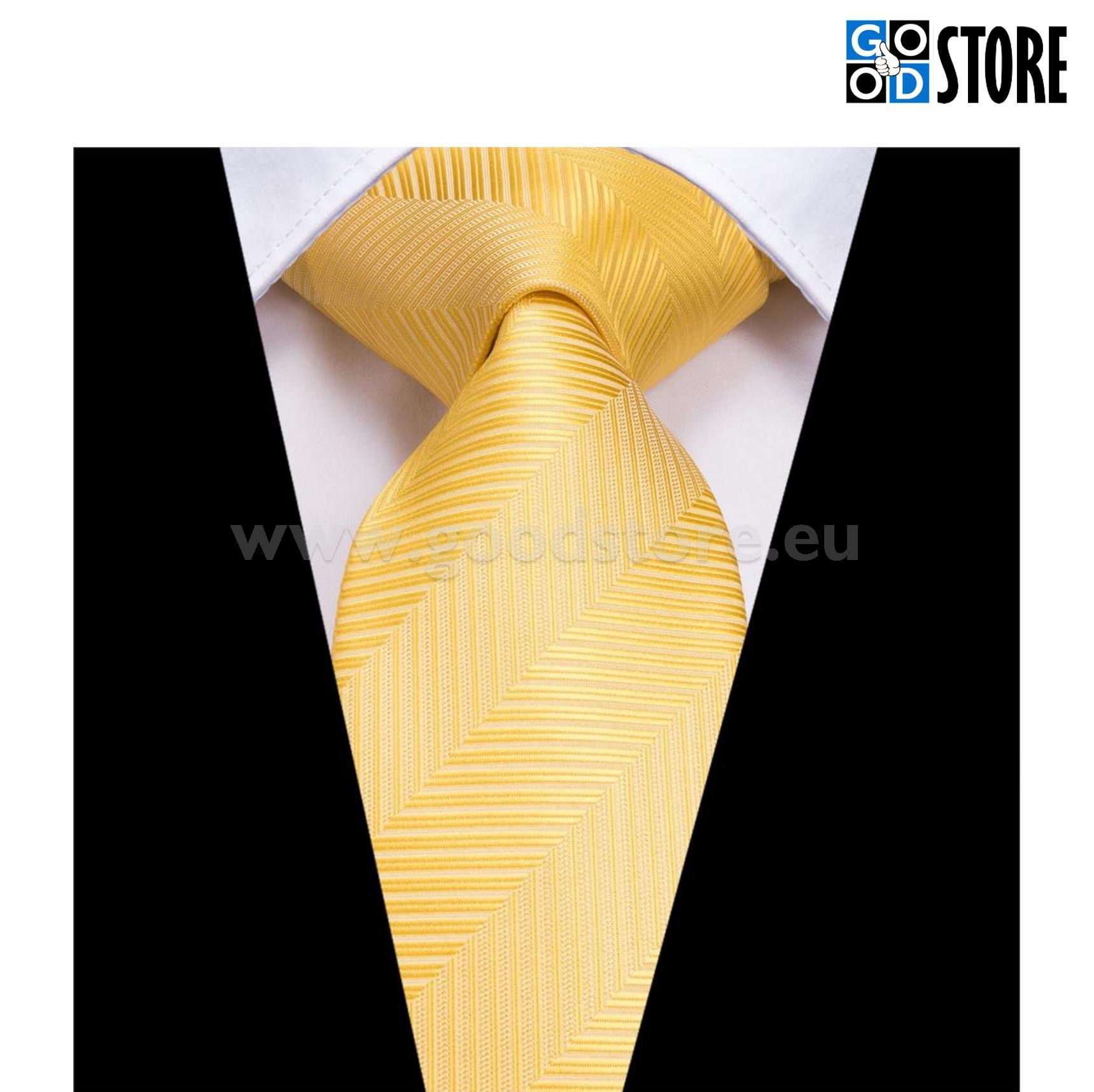 Lipsu komplekt mansetinööpide ja rinnataskurätikuga, kirgas helekollane