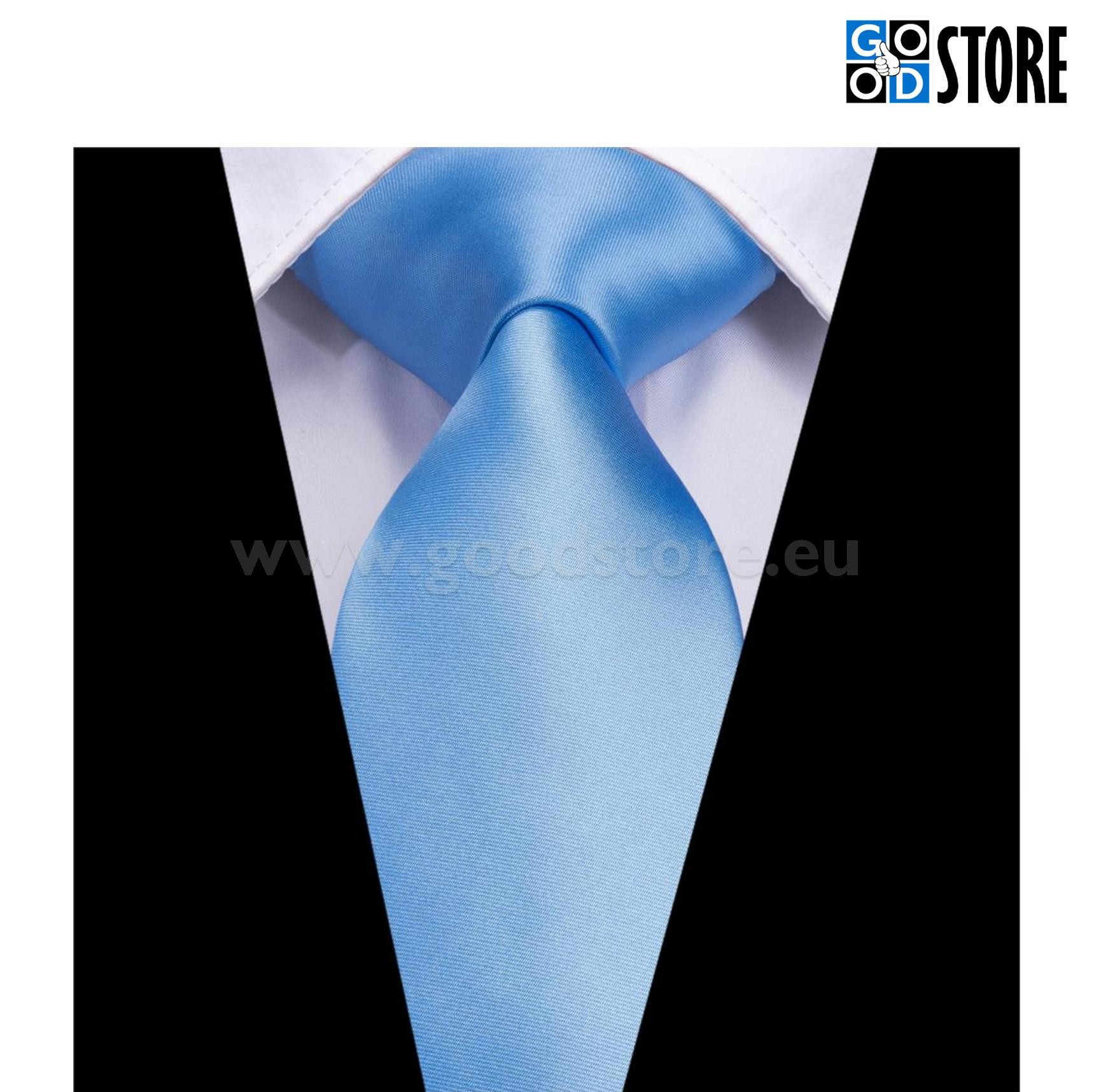 Siidlipsu kinkekarp, mansetinööpide ja rinnarätikuga, kirgas helesinine