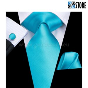 Siidlipsu kinkekarp, mansetinööpide ja rinnarätikuga, liustiku sinine