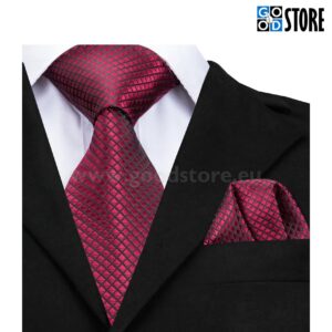 Luksuslik seotava lipsu komplekt, helkiv tumepunane XL