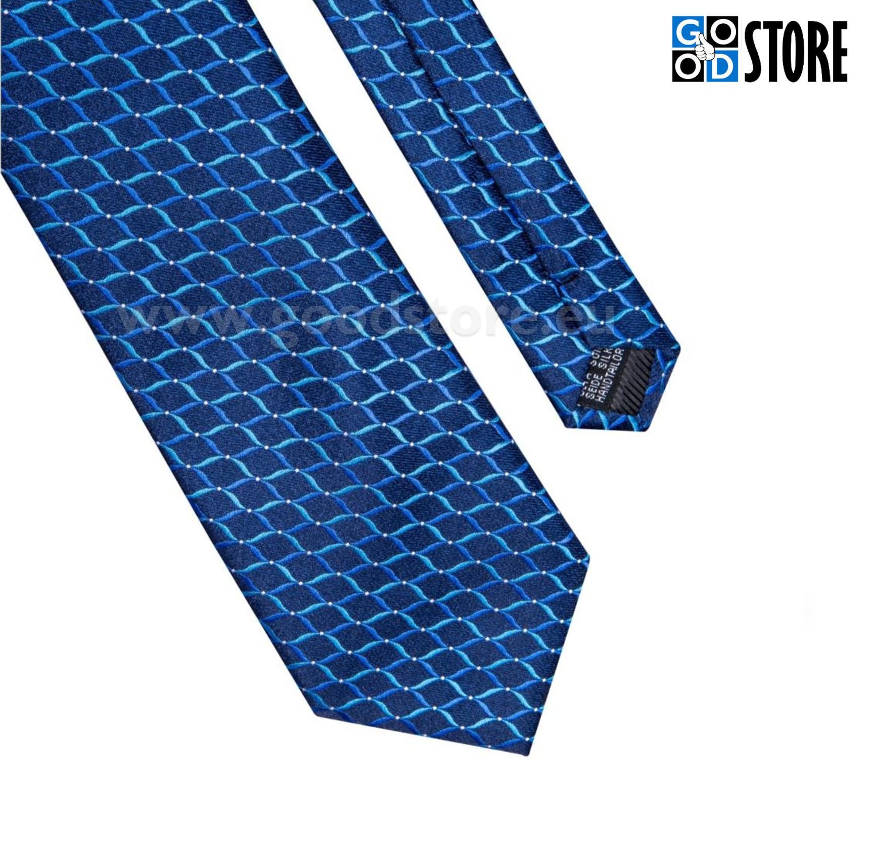 Pidulik lipsu komplekt koos rinnarätiku ja varrukanööpidega, tumesinine, mustriga