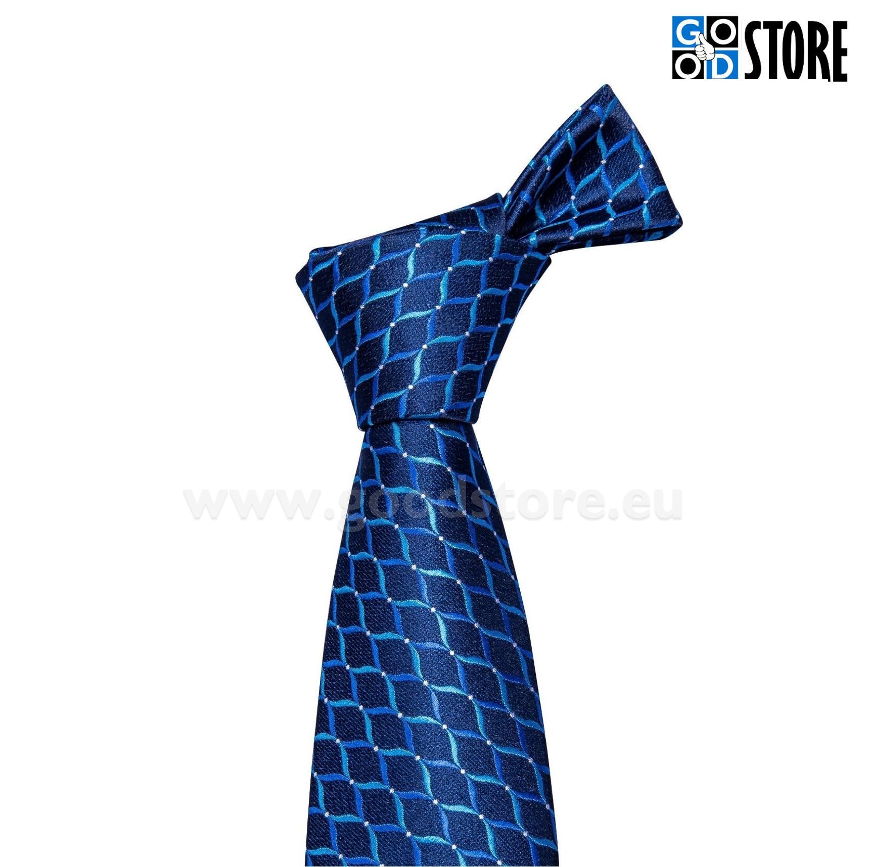 Pidulik lipsu komplekt koos rinnarätiku ja varrukanööpidega, tumesinine, mustriga