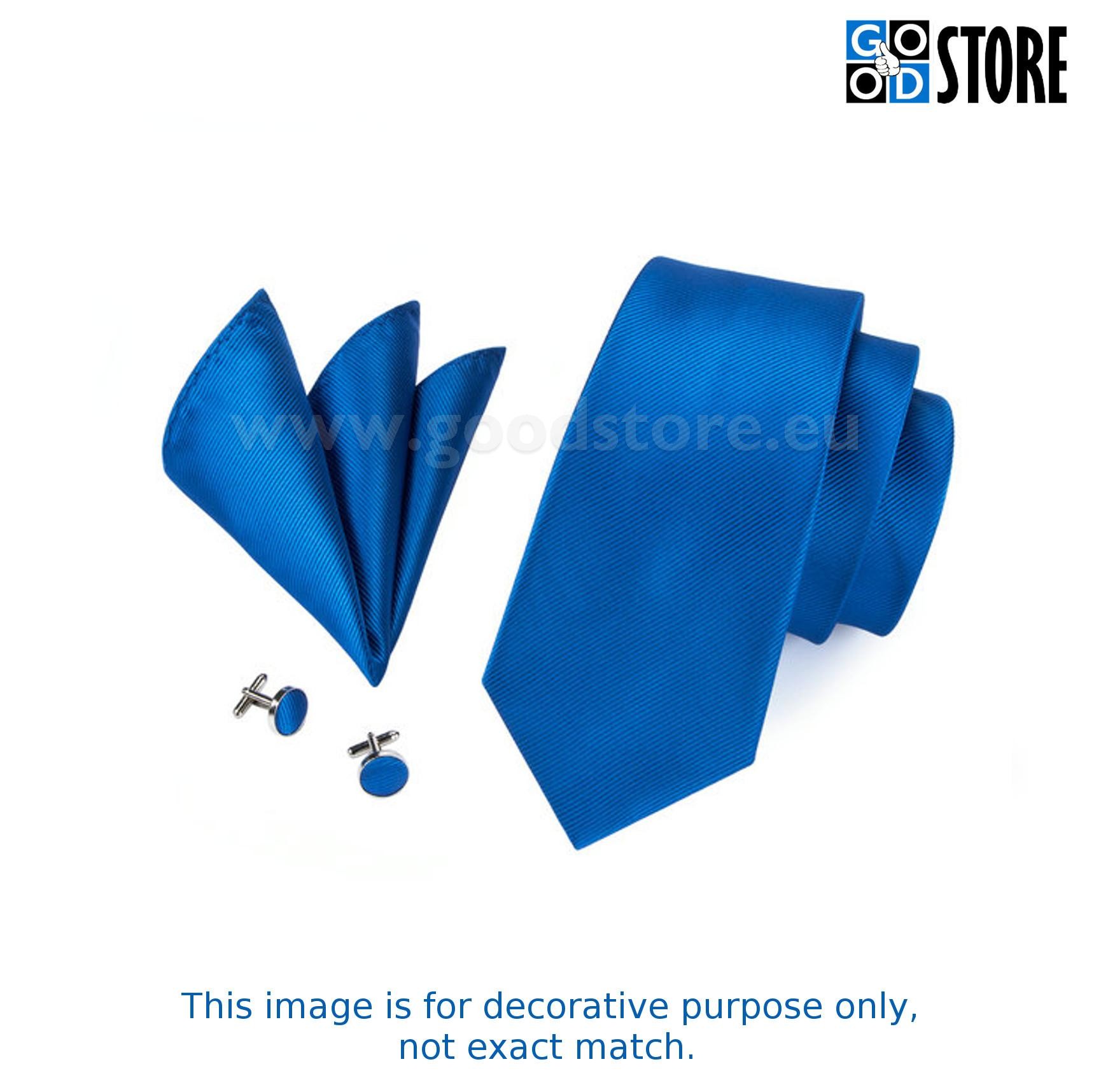 Luksuslik lipsu komplekt, mansetinööpide ja rinnarätikuga, sinine