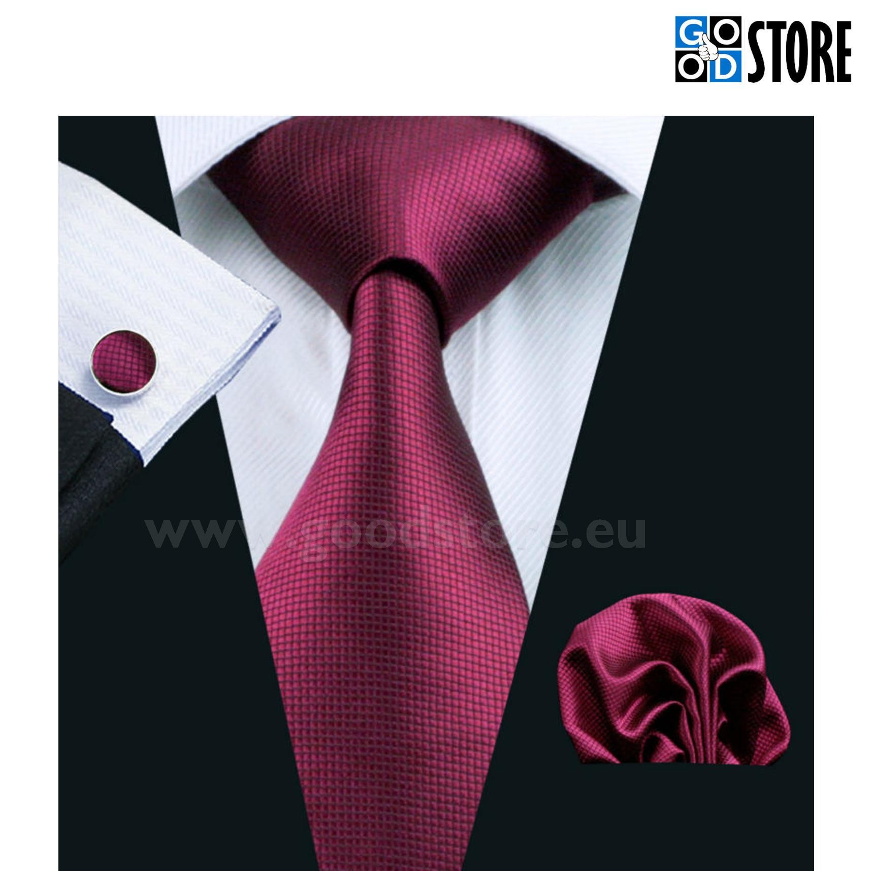 Luksuslik seotava lipsu komplekt, helkiv burgundia punane