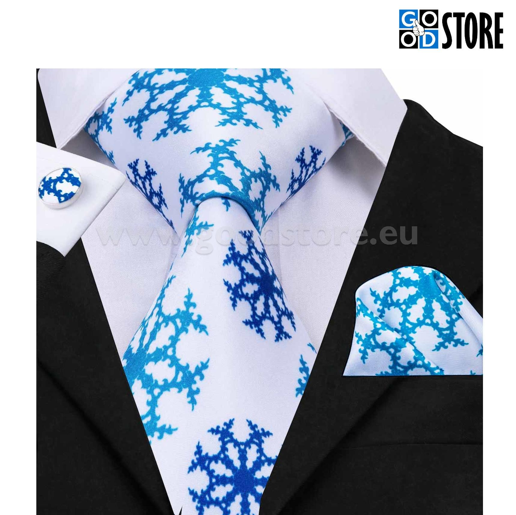 Valge seotava lipsu komplekt, lumehelvestega