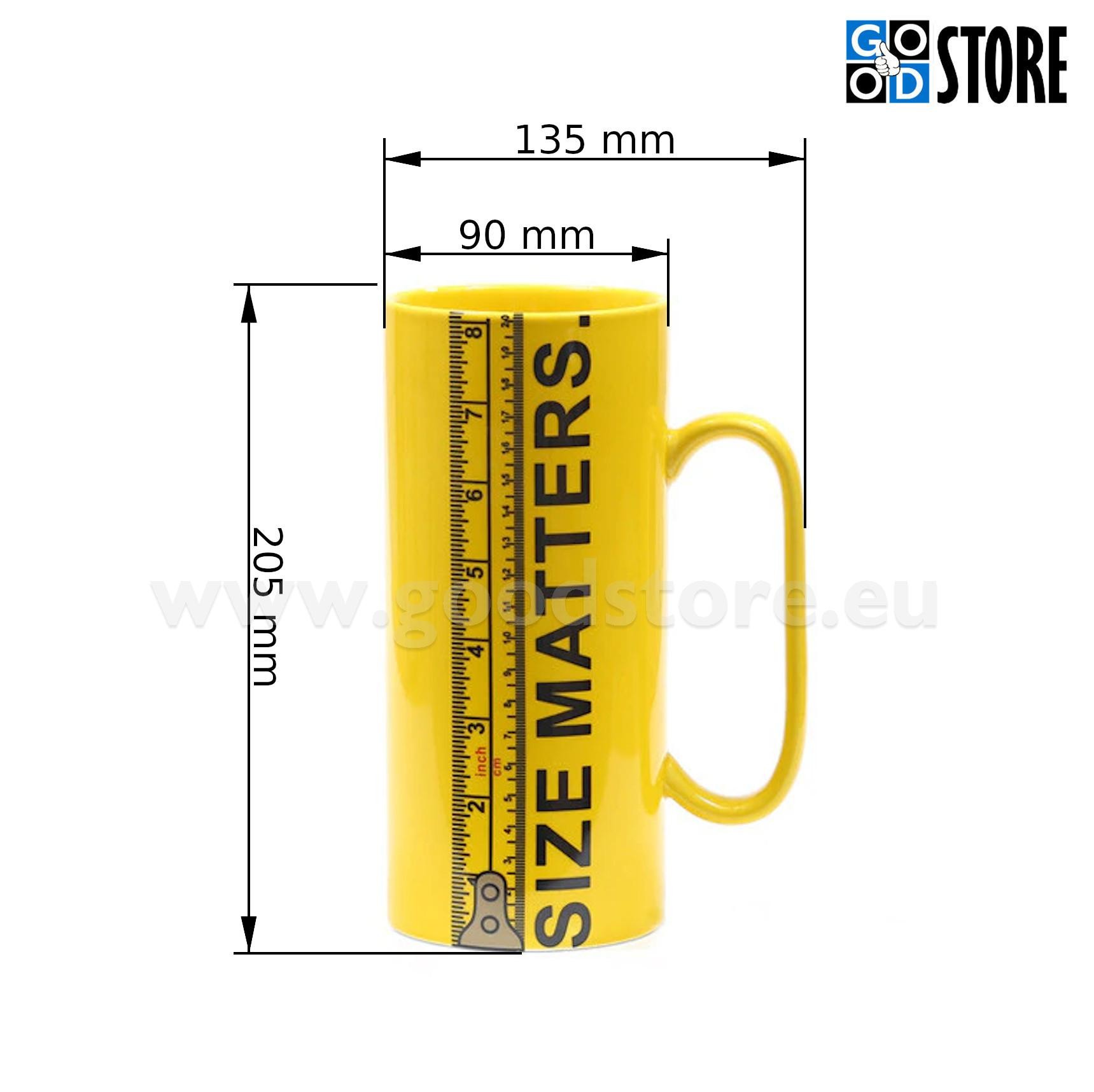 Tass, "Size Matters" sanga ja tollipulgaga, keraamiline, stiilne